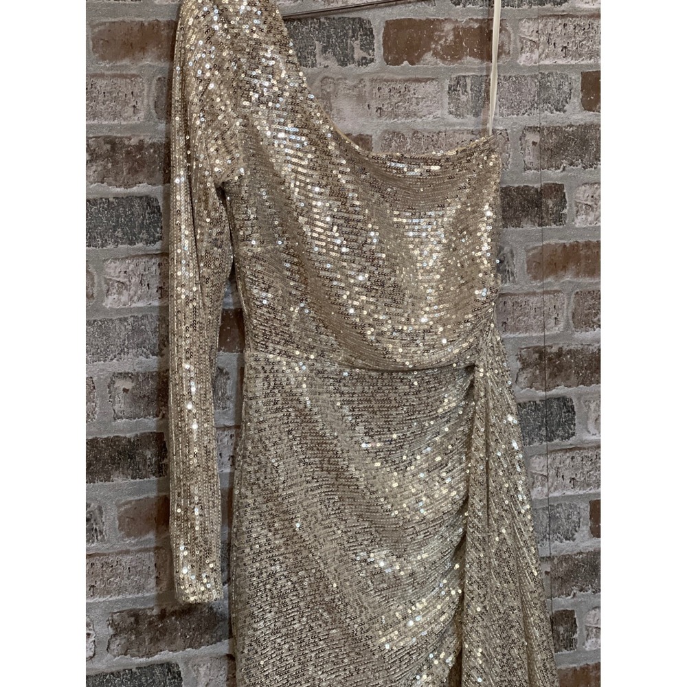 NWT! Windsor Sequin‎ Mini Dress One Shoulder Long Sleeve Party Cocktail XS